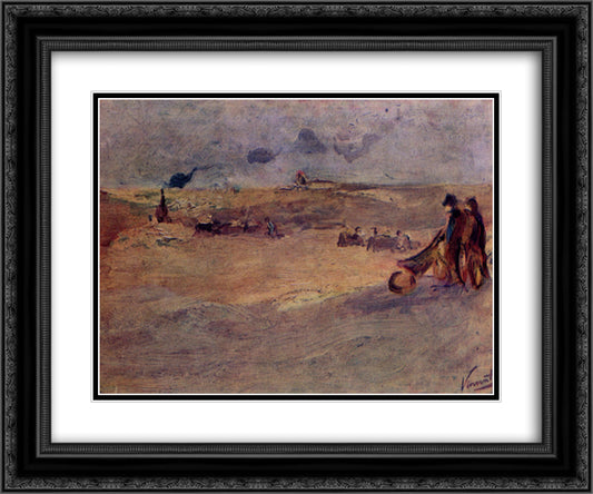 Dunes with Figures 24x20 Black Ornate Wood Framed Art Print Poster with Double Matting by Van Gogh, Vincent