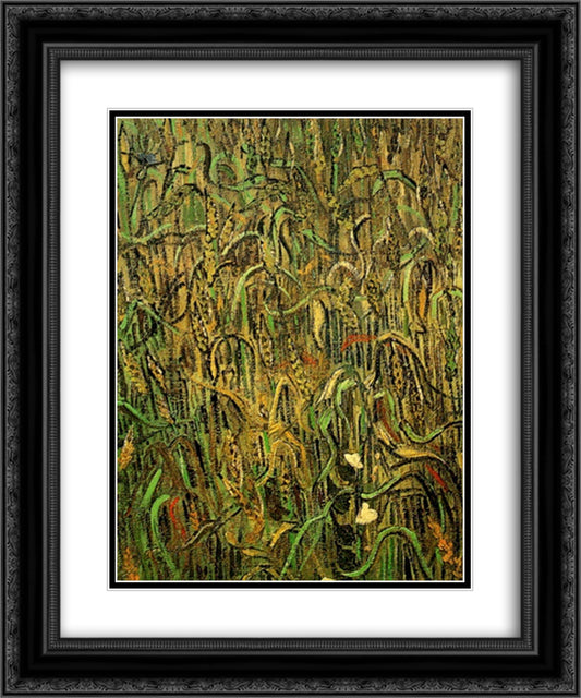 Ears of Wheat 20x24 Black Ornate Wood Framed Art Print Poster with Double Matting by Van Gogh, Vincent