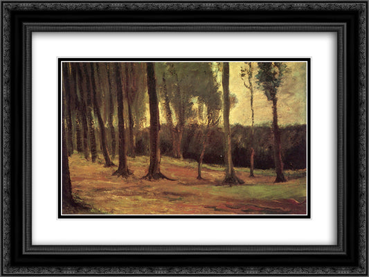 Edge of a Wood 24x18 Black Ornate Wood Framed Art Print Poster with Double Matting by Van Gogh, Vincent