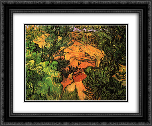 Entrance to a Quarry 24x20 Black Ornate Wood Framed Art Print Poster with Double Matting by Van Gogh, Vincent