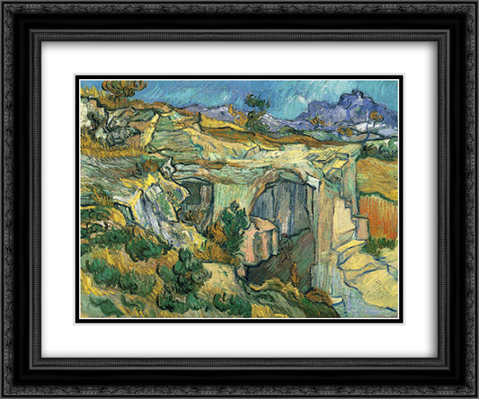 Entrance to a Quarry near Saint Remy 24x20 Black Ornate Wood Framed Art Print Poster with Double Matting by Van Gogh, Vincent