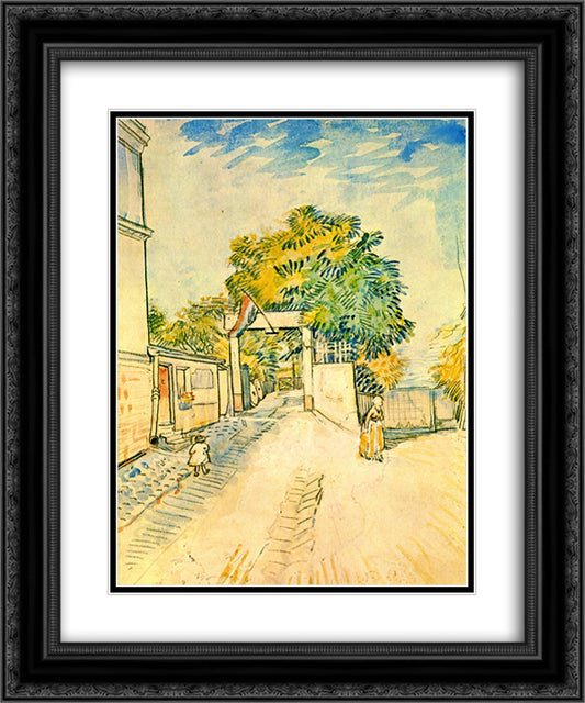 Entrance to the Moulin de la Galette 20x24 Black Ornate Wood Framed Art Print Poster with Double Matting by Van Gogh, Vincent