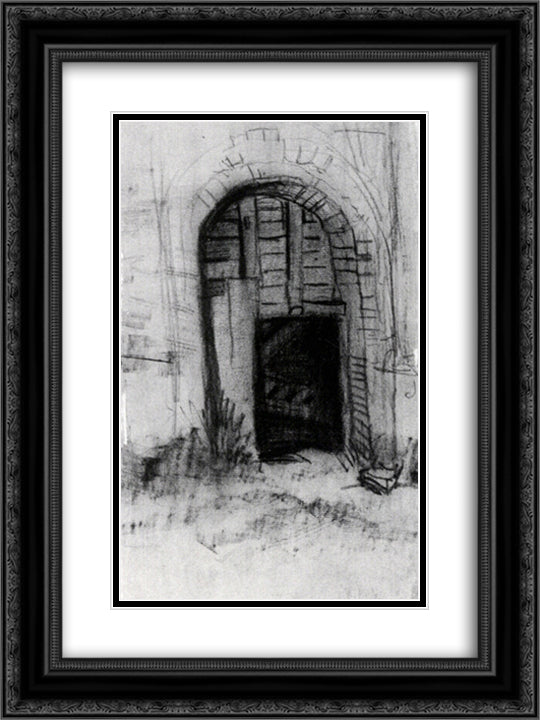 Entrance to the Old Tower 18x24 Black Ornate Wood Framed Art Print Poster with Double Matting by Van Gogh, Vincent