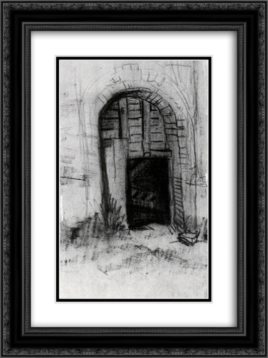 Entrance to the Old Tower 18x24 Black Ornate Wood Framed Art Print Poster with Double Matting by Van Gogh, Vincent