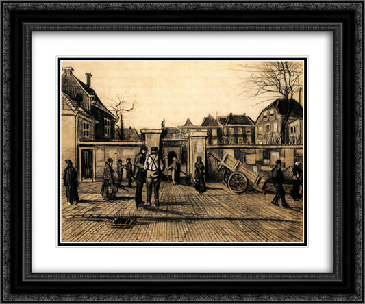 Entrance to the Pawn Bank, The Hague 24x20 Black Ornate Wood Framed Art Print Poster with Double Matting by Van Gogh, Vincent