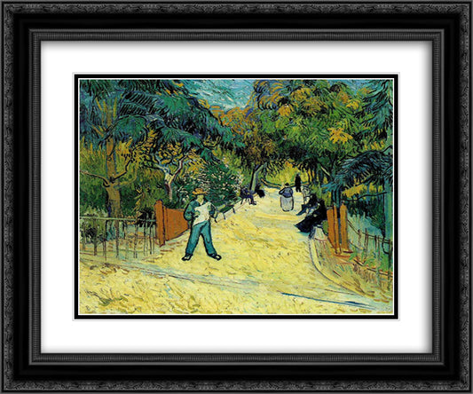 Entrance to the Public Garden in Arles 24x20 Black Ornate Wood Framed Art Print Poster with Double Matting by Van Gogh, Vincent