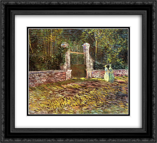 Entrance to the Voyer-d'Argenson Park at Asnieres 22x20 Black Ornate Wood Framed Art Print Poster with Double Matting by Van Gogh, Vincent