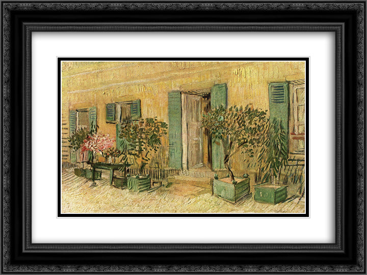 Exterior of a Restaurant at Asnieres 24x18 Black Ornate Wood Framed Art Print Poster with Double Matting by Van Gogh, Vincent