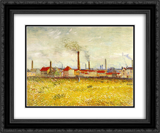 Factories at Asnieres, Seen from the Quai de Clichy 24x20 Black Ornate Wood Framed Art Print Poster with Double Matting by Van Gogh, Vincent