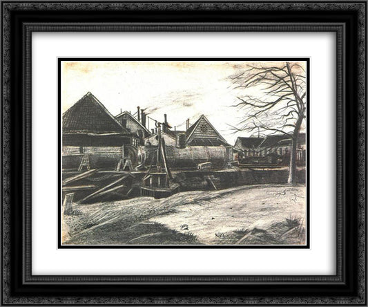 Factory 24x20 Black Ornate Wood Framed Art Print Poster with Double Matting by Van Gogh, Vincent