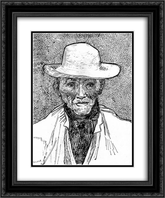 Farmer with straw hat 20x24 Black Ornate Wood Framed Art Print Poster with Double Matting by Van Gogh, Vincent