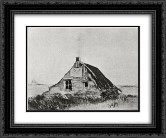 Farmhouse 24x20 Black Ornate Wood Framed Art Print Poster with Double Matting by Van Gogh, Vincent
