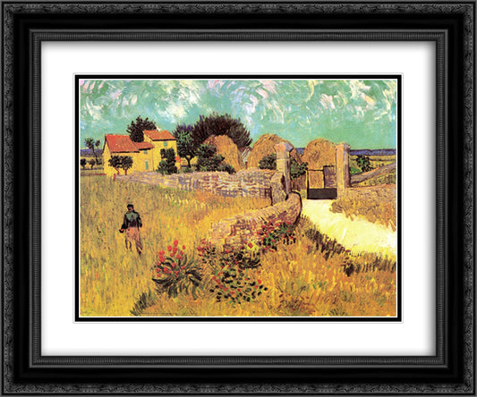 Farmhouse in Provence 24x20 Black Ornate Wood Framed Art Print Poster with Double Matting by Van Gogh, Vincent