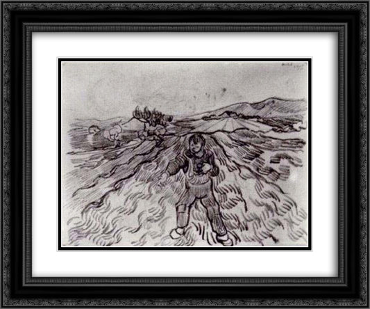Field with a Sower 24x20 Black Ornate Wood Framed Art Print Poster with Double Matting by Van Gogh, Vincent