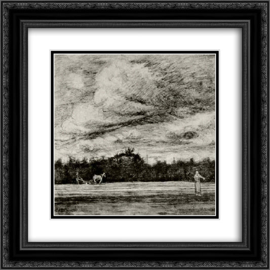 Field with Thunderstorm 20x20 Black Ornate Wood Framed Art Print Poster with Double Matting by Van Gogh, Vincent