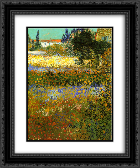 Flowering Garden 20x24 Black Ornate Wood Framed Art Print Poster with Double Matting by Van Gogh, Vincent
