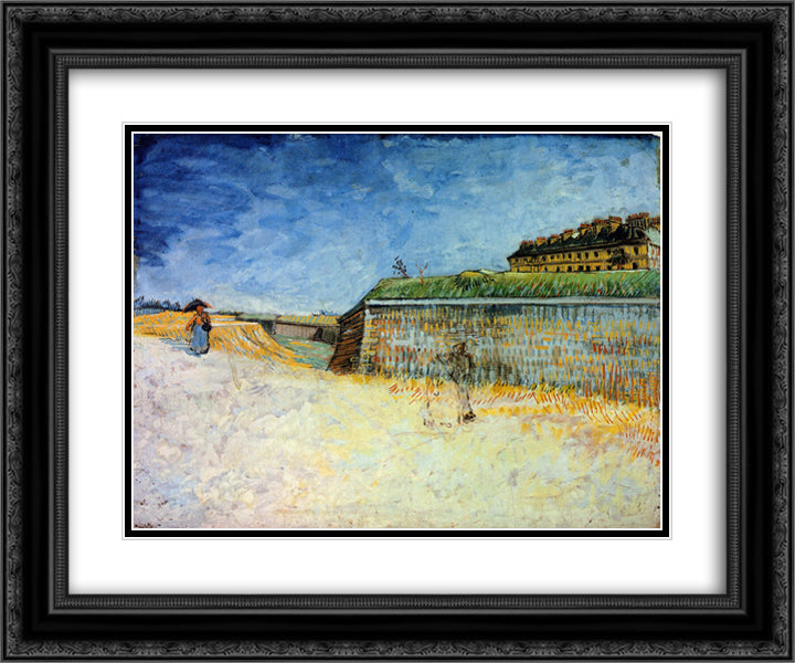 Fortifications of Paris with Houses 24x20 Black Ornate Wood Framed Art Print Poster with Double Matting by Van Gogh, Vincent