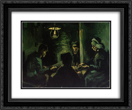 Four Peasants at a Meal (Study for 'The Potato Eaters') 24x20 Black Ornate Wood Framed Art Print Poster with Double Matting by Van Gogh, Vincent