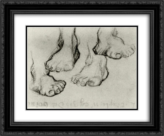 Four Sketches of a Foot 24x20 Black Ornate Wood Framed Art Print Poster with Double Matting by Van Gogh, Vincent