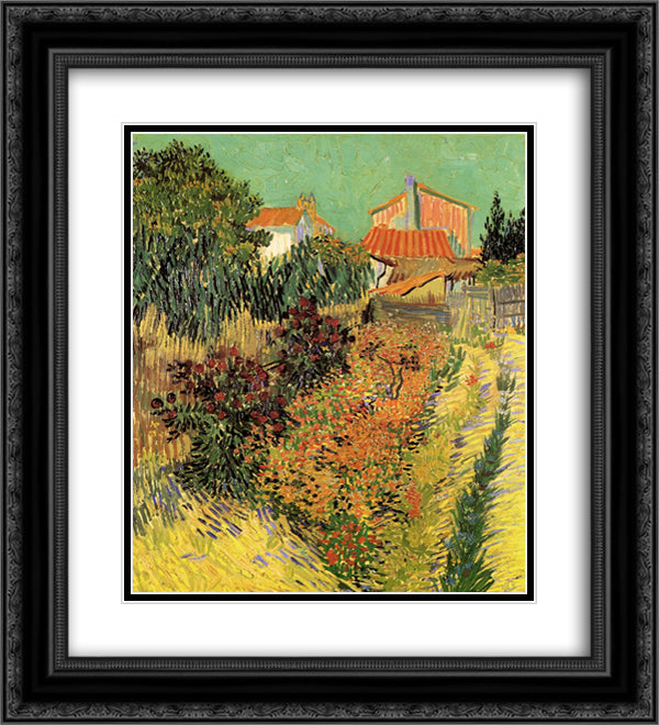 Garden Behind a House 20x22 Black Ornate Wood Framed Art Print Poster with Double Matting by Van Gogh, Vincent