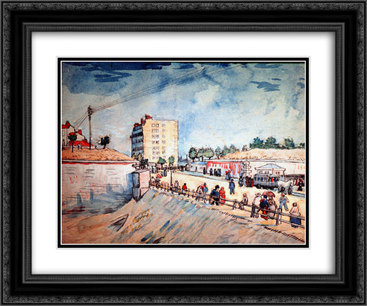 Gate in the Paris Ramparts 24x20 Black Ornate Wood Framed Art Print Poster with Double Matting by Van Gogh, Vincent