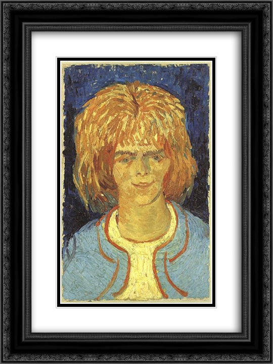 Girl with Ruffled Hair (The Mudlark) 18x24 Black Ornate Wood Framed Art Print Poster with Double Matting by Van Gogh, Vincent
