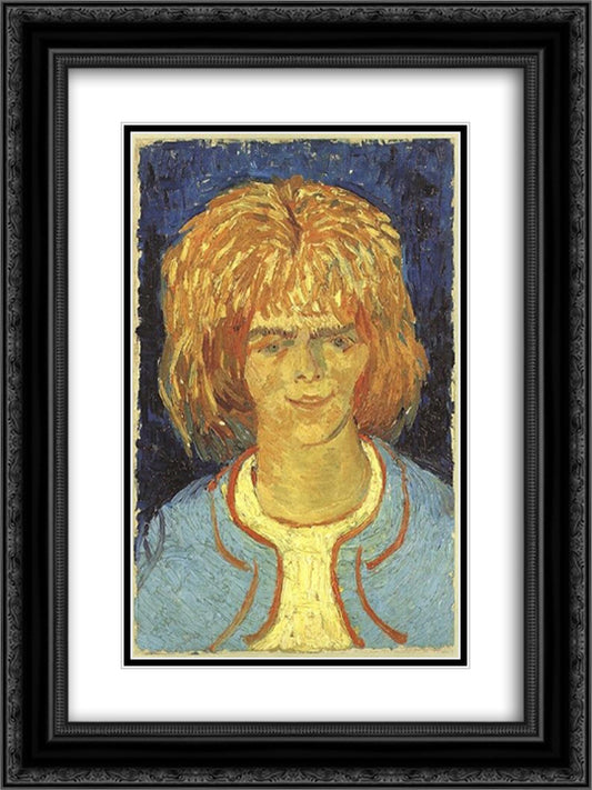 Girl with Ruffled Hair (The Mudlark) 18x24 Black Ornate Wood Framed Art Print Poster with Double Matting by Van Gogh, Vincent