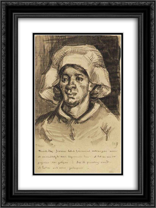 Gordina de Groot, Head 18x24 Black Ornate Wood Framed Art Print Poster with Double Matting by Van Gogh, Vincent