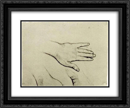 Hand 24x20 Black Ornate Wood Framed Art Print Poster with Double Matting by Van Gogh, Vincent
