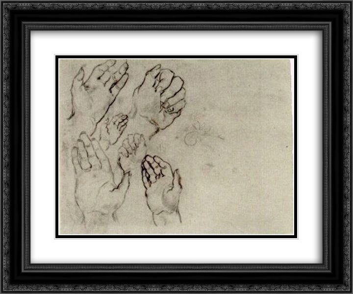 Hands 24x20 Black Ornate Wood Framed Art Print Poster with Double Matting by Van Gogh, Vincent