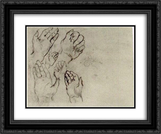 Hands 24x20 Black Ornate Wood Framed Art Print Poster with Double Matting by Van Gogh, Vincent