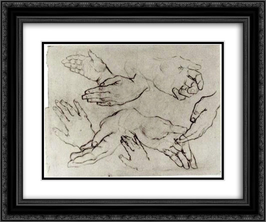 Hands 24x20 Black Ornate Wood Framed Art Print Poster with Double Matting by Van Gogh, Vincent