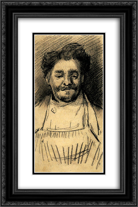 Head of a Man 16x24 Black Ornate Wood Framed Art Print Poster with Double Matting by Van Gogh, Vincent