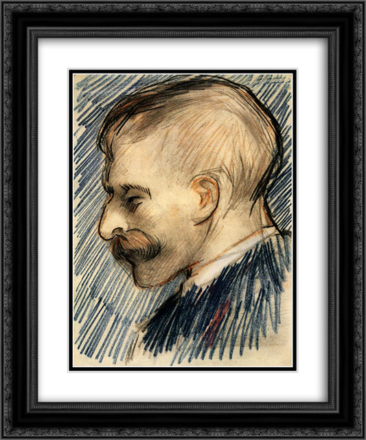 Head of a Man (Possibly Theo van Gogh) 20x24 Black Ornate Wood Framed Art Print Poster with Double Matting by Van Gogh, Vincent
