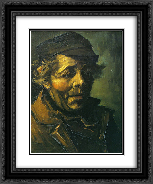 Head of a Peasant (Study for the Potato Eaters) 20x24 Black Ornate Wood Framed Art Print Poster with Double Matting by Van Gogh, Vincent