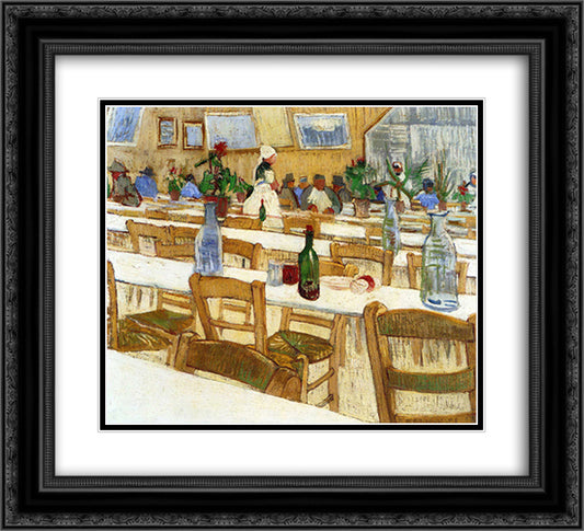 Interior of a Restaurant 22x20 Black Ornate Wood Framed Art Print Poster with Double Matting by Van Gogh, Vincent