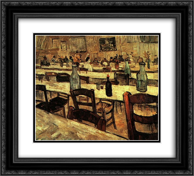 Interior of a Restaurant in Arles 22x20 Black Ornate Wood Framed Art Print Poster with Double Matting by Van Gogh, Vincent