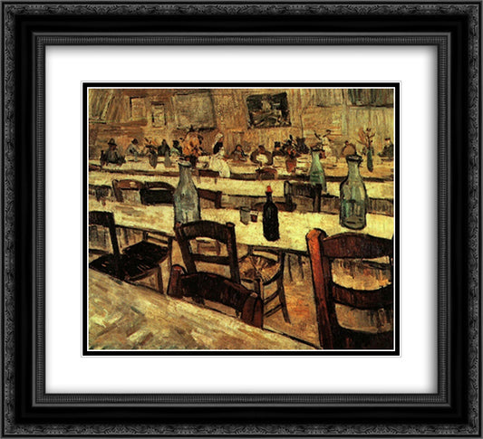 Interior of a Restaurant in Arles 22x20 Black Ornate Wood Framed Art Print Poster with Double Matting by Van Gogh, Vincent