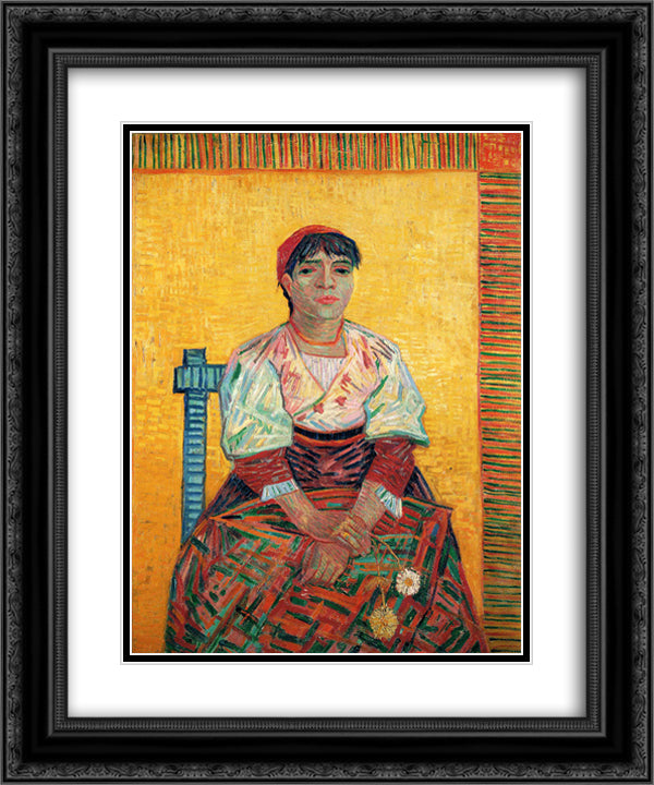 Italian Woman (Agostina Segatori) 20x24 Black Ornate Wood Framed Art Print Poster with Double Matting by Van Gogh, Vincent