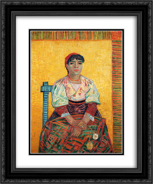Italian Woman (Agostina Segatori) 20x24 Black Ornate Wood Framed Art Print Poster with Double Matting by Van Gogh, Vincent