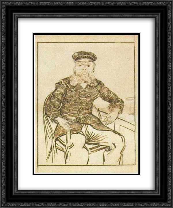 Joseph Roulin, Three-Quarter-Length 20x24 Black Ornate Wood Framed Art Print Poster with Double Matting by Van Gogh, Vincent
