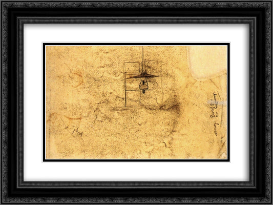 Lamp in front of a Window 24x18 Black Ornate Wood Framed Art Print Poster with Double Matting by Van Gogh, Vincent