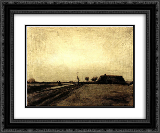Landscape in Drenthe 24x20 Black Ornate Wood Framed Art Print Poster with Double Matting by Van Gogh, Vincent