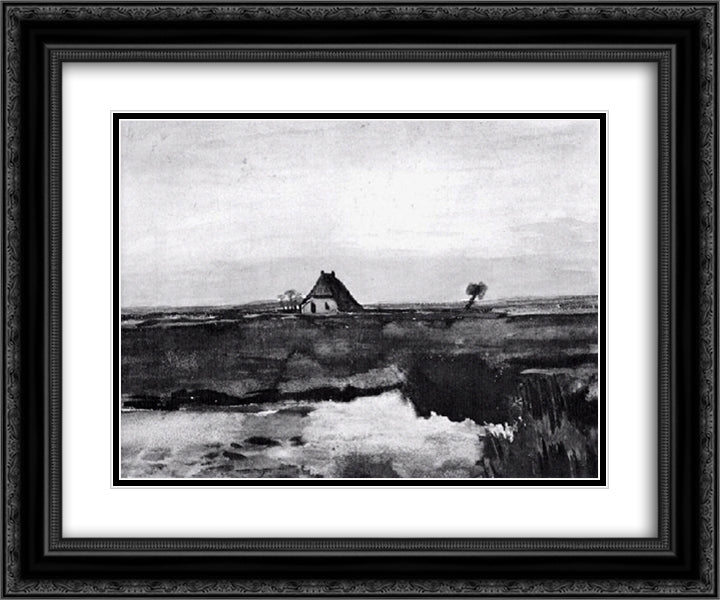 Landscape with a Farm 24x20 Black Ornate Wood Framed Art Print Poster with Double Matting by Van Gogh, Vincent
