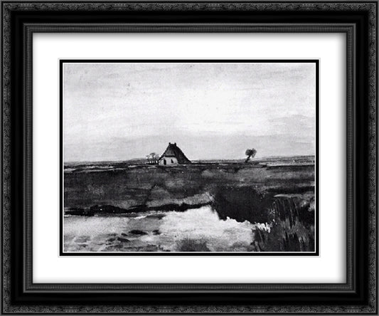 Landscape with a Farm 24x20 Black Ornate Wood Framed Art Print Poster with Double Matting by Van Gogh, Vincent