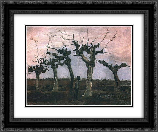 Landscape with Pollard Willows 24x20 Black Ornate Wood Framed Art Print Poster with Double Matting by Van Gogh, Vincent