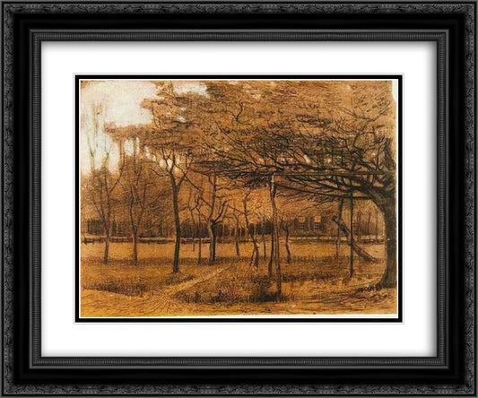 Landscape with Trees 24x20 Black Ornate Wood Framed Art Print Poster with Double Matting by Van Gogh, Vincent