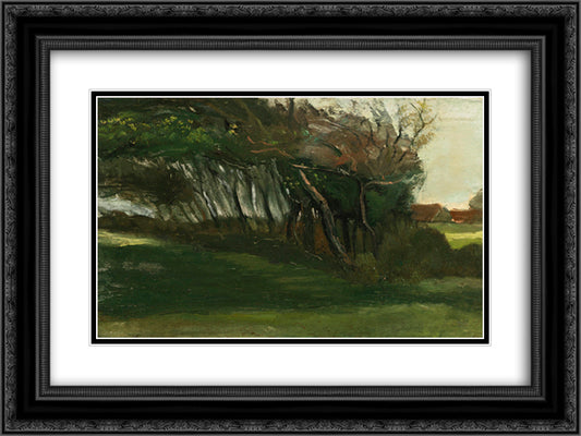 Landscape with windswept trees 24x18 Black Ornate Wood Framed Art Print Poster with Double Matting by Van Gogh, Vincent