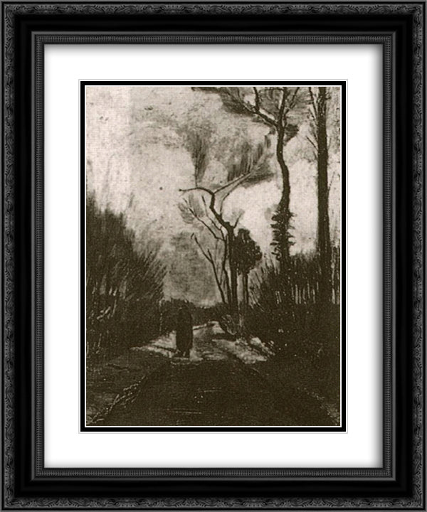 Lane in Autumn 20x24 Black Ornate Wood Framed Art Print Poster with Double Matting by Van Gogh, Vincent