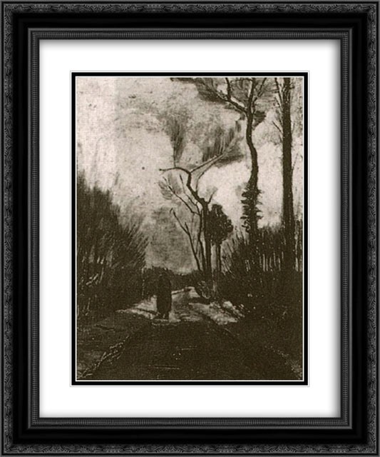 Lane in Autumn 20x24 Black Ornate Wood Framed Art Print Poster with Double Matting by Van Gogh, Vincent